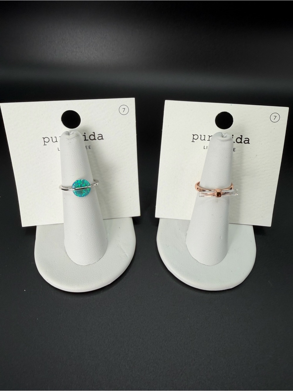 Pura Vida Luna Quartz Ring & Opal Saturn Ring Bundle Size 7